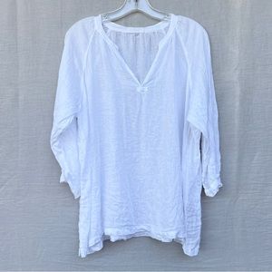 CP Shades Sz L 100% Linen Peasant Blouse EUC